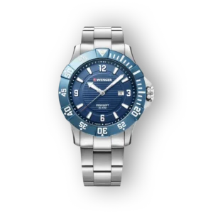 Wenger kék számlapos férfi karóra acél szíjjal