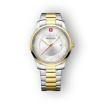 Wenger karóra arany-ezüst számlappal és láncszíjjal.