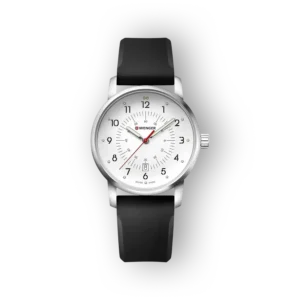 Wenger férfi karóra fehér számlappal és fekete szíjjal