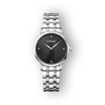 Wenger Urban Donnissima elegáns, fekete számlapos női óra, ezüst csattal.