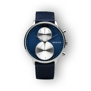 Bering karóra kék számlappal és ezüst tokkal