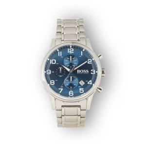 Hugo Boss férfi kronográf karóra acélszíjjal, kék számlappal
