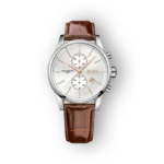 Hugo Boss ezüst kronográf karóra barna bőrszíjjal