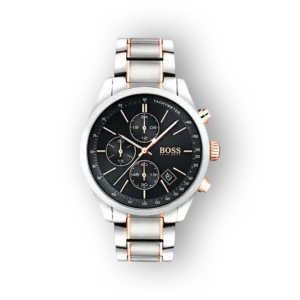 Hugo Boss férfi karóra fekete számlappal előlnézetben.