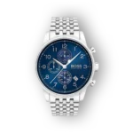 Hugo Boss kék számlapos karóra acél szíjjal.