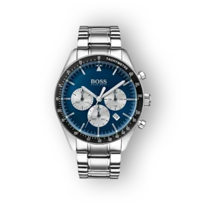 Hugo Boss férfi karóra ezüst szíjjal, kék számlappal