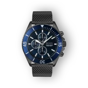 Hugo Boss kék férfi karóra fekete szövött szíjjal