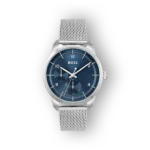 BOSS karóra ezüst szíjjal és kék számlappal