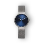 Bering elegáns karóra kék számlappal és fém szíjjal.