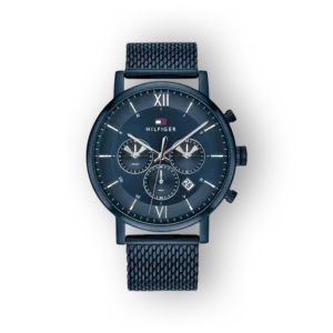 Tommy Hilfiger Evan karóra kék számlappal és fém szíjjal.