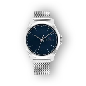 Tommy Hilfiger Norris karóra kék számlappal és fémszíjjal.