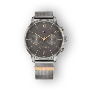 Tommy Hilfiger Blake óra férfiaknak, szürke számlappal és fém karkötővel.