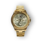 Tommy Hilfiger arany színű férfi óra, letisztult designnal.