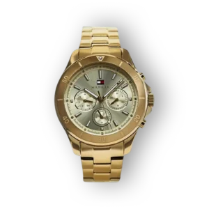 Tommy Hilfiger arany színű férfi óra, letisztult designnal.