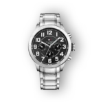 Férfi Tommy Hilfiger Trent karóra ezüst szíjjal és fekete tojásdiallal.