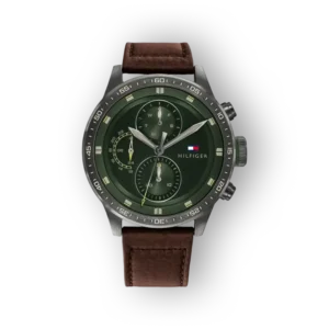 Tommy Hilfiger Trent karóra barna bőr szíjjal és zöld szíjával.