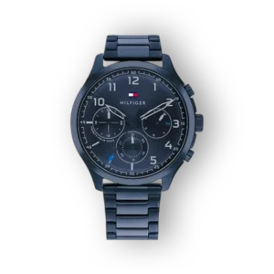 Tommy Hilfiger Asher férfi karóra fekete számlappal és acél óraszíjjal.