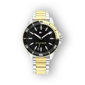 Tommy Hilfiger Logan férfi óra fekete számlappal és fém szíjjal.