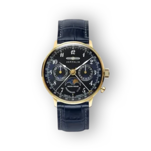 Zeppelin karóra sötét számlappal és bőrszíjjal