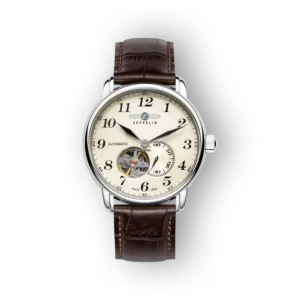 Zeppelin karóra bézs számlap és barna szíj kombinációval.