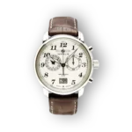 Zeppelin karóra barna bőrszíjjal és kronográf funkcióval