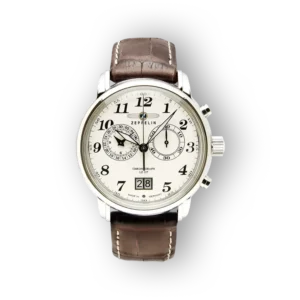 Zeppelin karóra barna bőrszíjjal és kronográf funkcióval