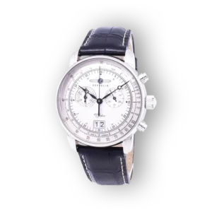 Zeppelin karóra fekete bőrszíjjal, fehér számlap