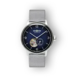 Zeppelin karóra ezüst szíjjal és kék számlappal.