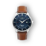 Zeppelin karóra barna bőrszíjjal és kék számlappal