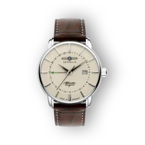 Zeppelin karóra, világos számlap, barna bőrszíjjal