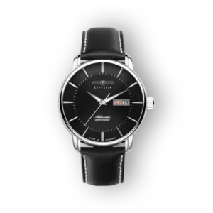 Zeppelin férfi karóra fekete számlappal és bőrszíjjal