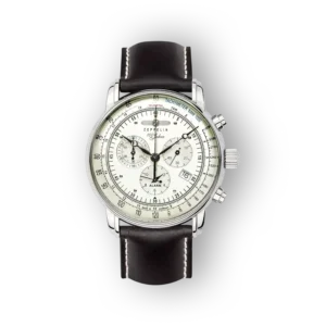 Zeppelin karóra, fehér számlap, fekete bőrszíj.