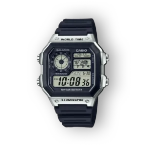 Casio fekete digitális karóra előlnézetben