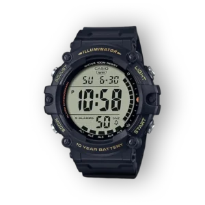 Casio sport karóra fekete színben előlnézetből.