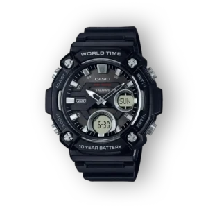 Casio analóg-digitális férfi karóra előlnézetben.