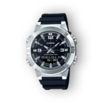 Casio férfi karóra ezüst fekete számlappal előlnézetből