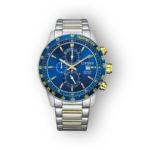 Citizen kék számlapos férfi kronográf karóra ezüst szíjjal