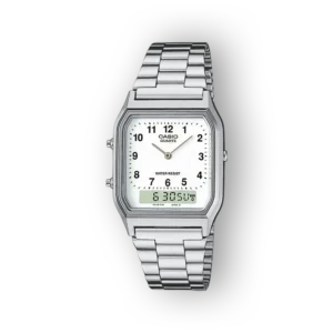 Casio kvarc karóra ezüst szíjjal, előlnézetben