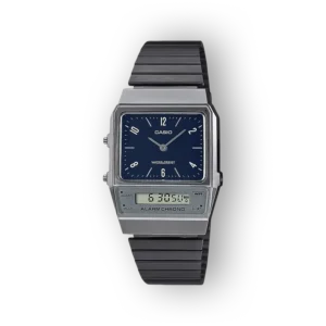 Casio karóra fekete szíjjal, digitális és analóg kijelzővel