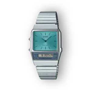 Casio retro karóra ezüst fém szíjjal és digitális kijelzővel