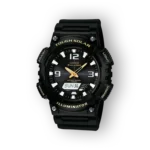 Fekete Casio digitális és analóg férfi karóra fekete szíjjal