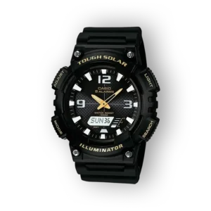 Fekete Casio digitális és analóg férfi karóra fekete szíjjal