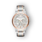 Emporio Armani két tónusú, rozsdamentes acél karóra előlnézete.