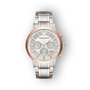 Emporio Armani két tónusú, rozsdamentes acél karóra előlnézete.