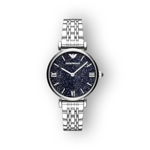 Emporio Armani női karóra, sötétkék csillogó számlappal