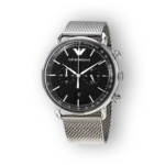 Emporio Armani fekete számlapos férfi karóra ezüst szíjjal