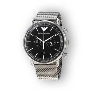 Emporio Armani fekete számlapos férfi karóra ezüst szíjjal