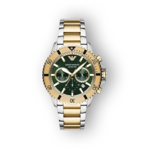 Emporio Armani két tónusú férfi karóra zöld számlappal.