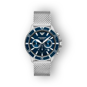 Emporio Armani férfi karóra kék számlappal és fémszíjjal