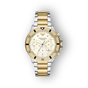 Emporio Armani arany-ezüst férfi karóra elölnézetben.